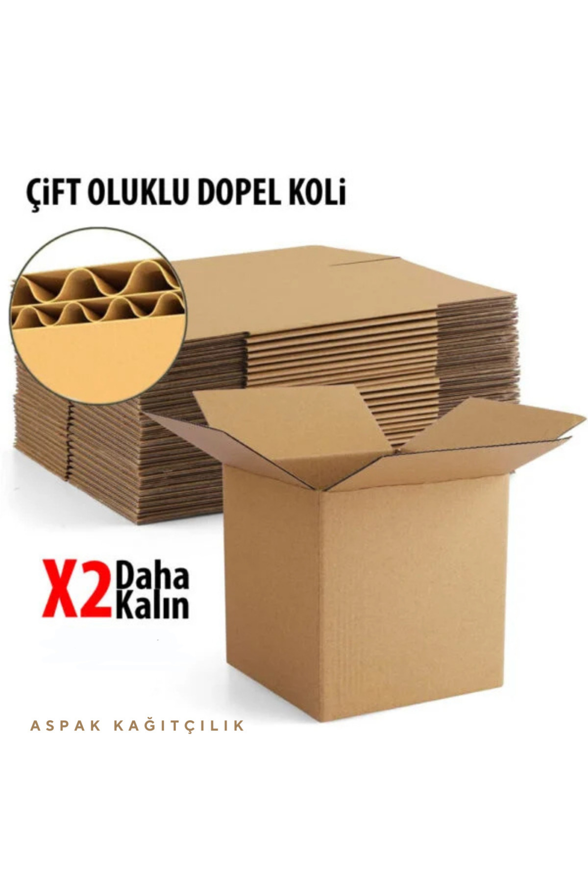 60x40x40 cm Orta Boy Koli- 32 Desi-Çift Oluklu-Kraft-10 Adet-Kraft